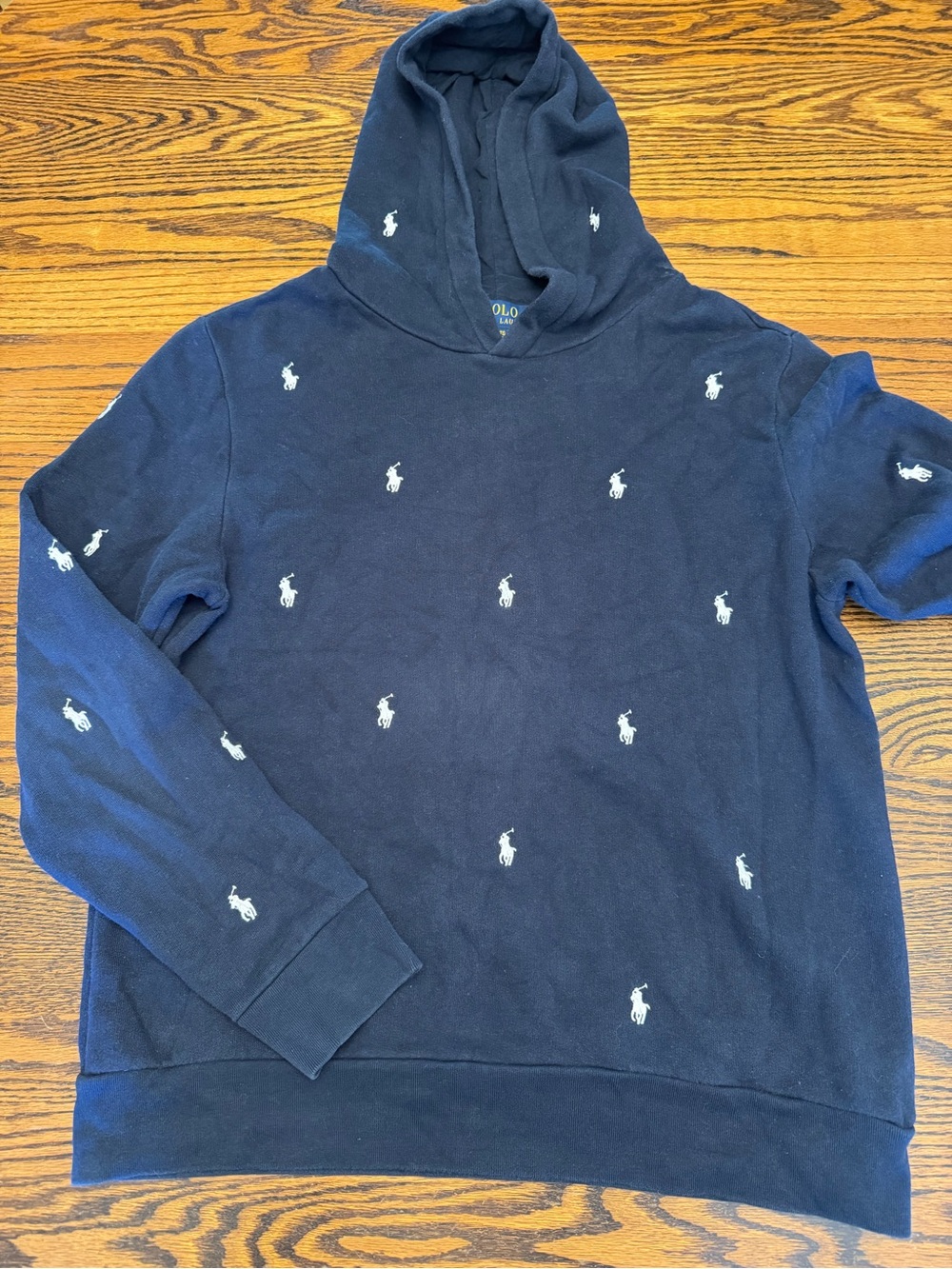 Polo by Ralph Lauren Navy Crewneck Hoodie with White Pony Embroidery